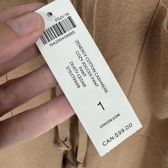 Chicos zenergy pants medium M brown cashmere cotton cozy joggeres athleisure - Picture 3 of 6